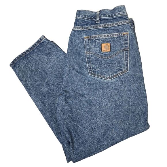 Carhartt Men's 38x30 Straight Fit Dark Wash Denim Jeans - Picture 1 of 16